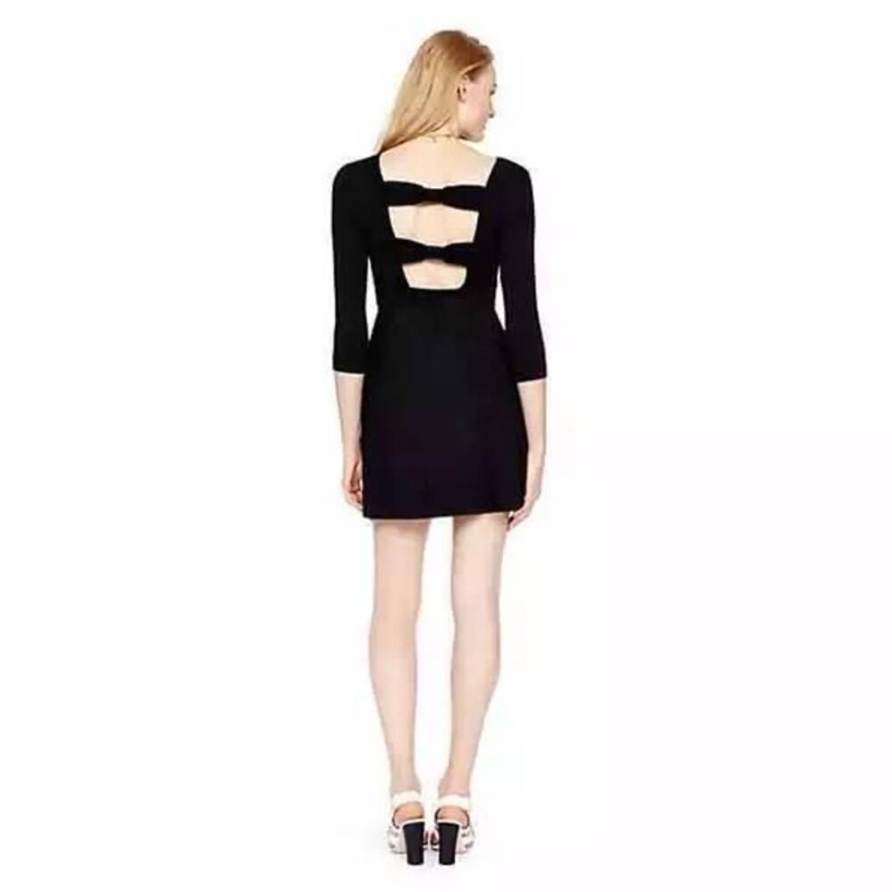 Kate Spade New York Ponte Flirty Back Dress Bow Accents Black LBD Mini Size 10